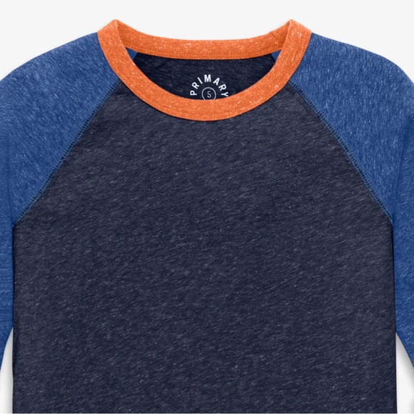 NWOT Primary Clothing  Kids Heathered Long Sleeve Baseball Tee - Picture 3 of 5